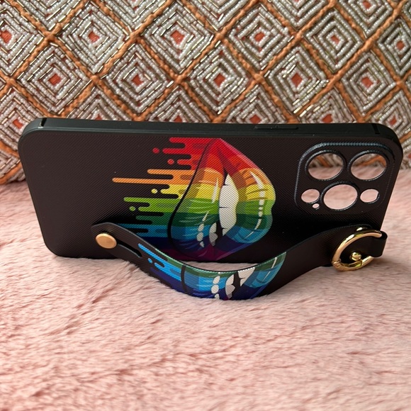 For iPhone 13 pro max phone case with wrist strap kickstand keychain lgbtq - Picture 8 of 17